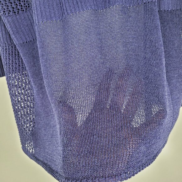 Nic+Zoe Linen Viscose Mesh Cardigan Open Front 3/4 Sleeve Knit Blue Size S - Picture 9 of 14